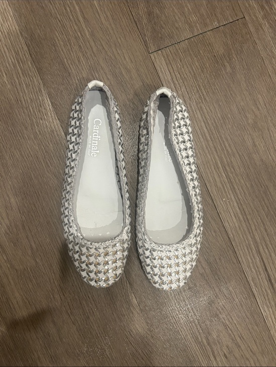 Shoes - White Woven Ballet Flats - Women's Casual Slip-On